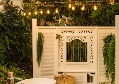 tropical beach house with pool