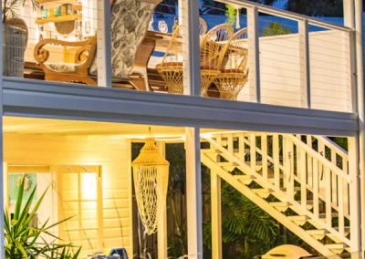 tropical beach house with pool